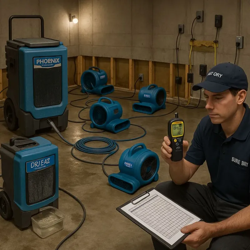 Structural Drying and Dehumidification process in Danbury, CT
